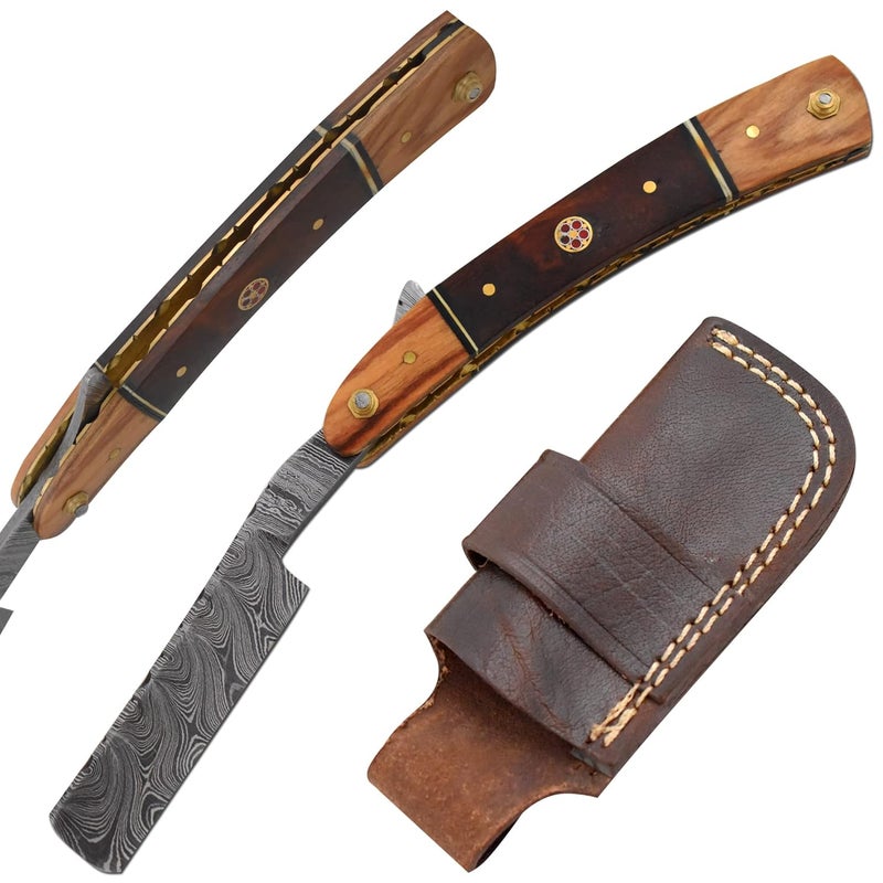 Old Ram Straight Razor | Sharp High Hardness Real Damascus Steel Cutthroat Edge-Blade | Barber Razor (325) - Image 1